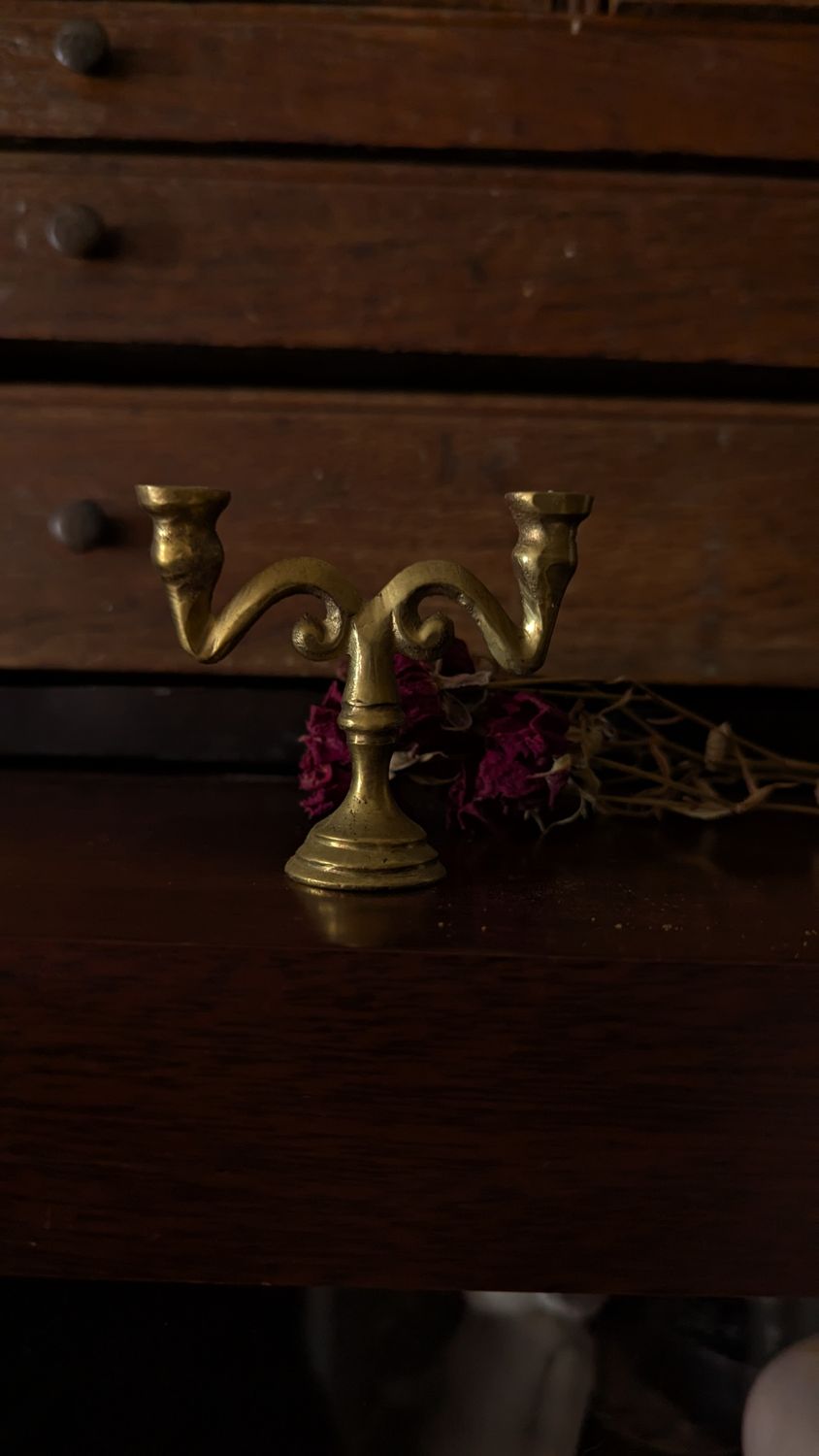 Miniature brass candelabra