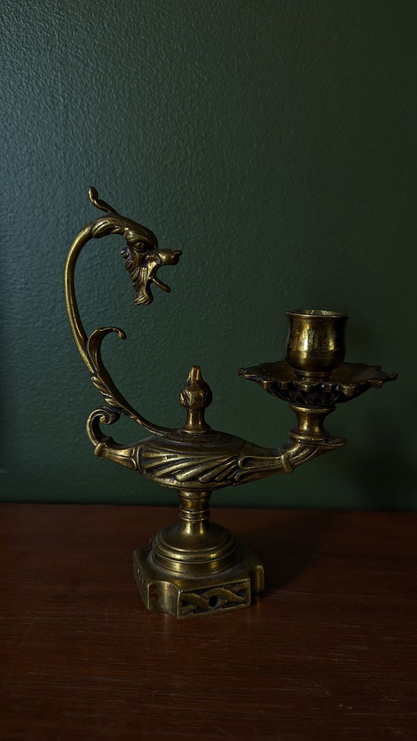 Brass dragon candle holder