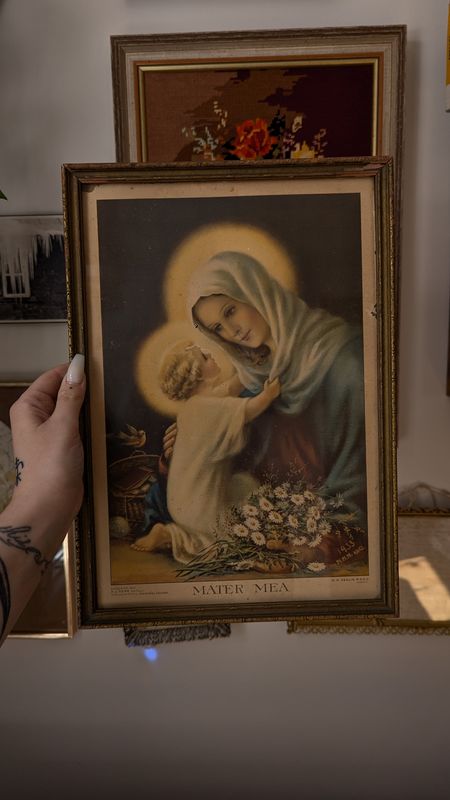 Antique print mother and child
