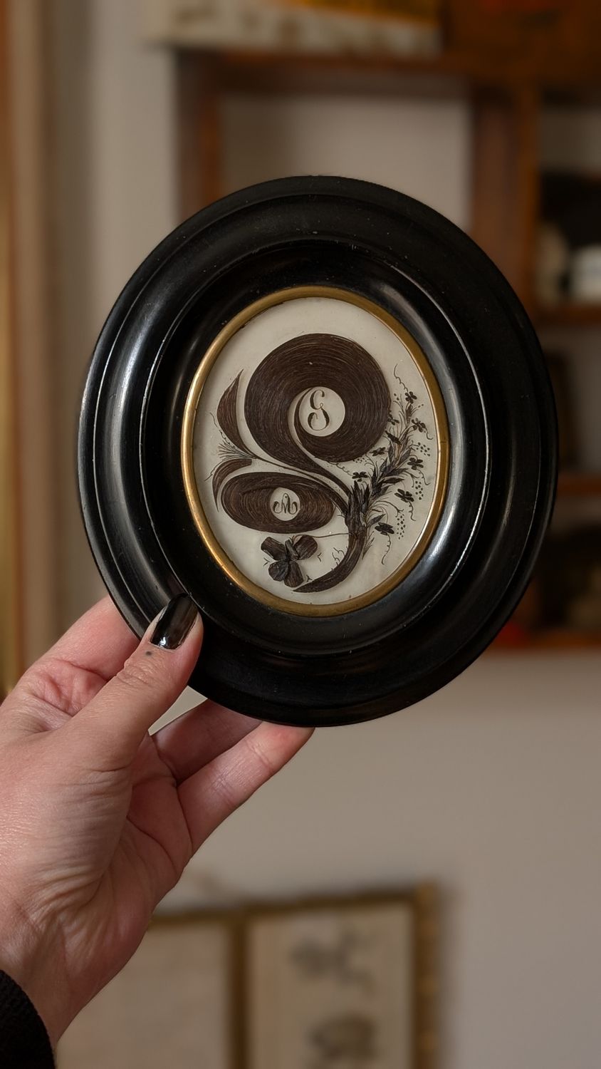 Antique memento mori hair art