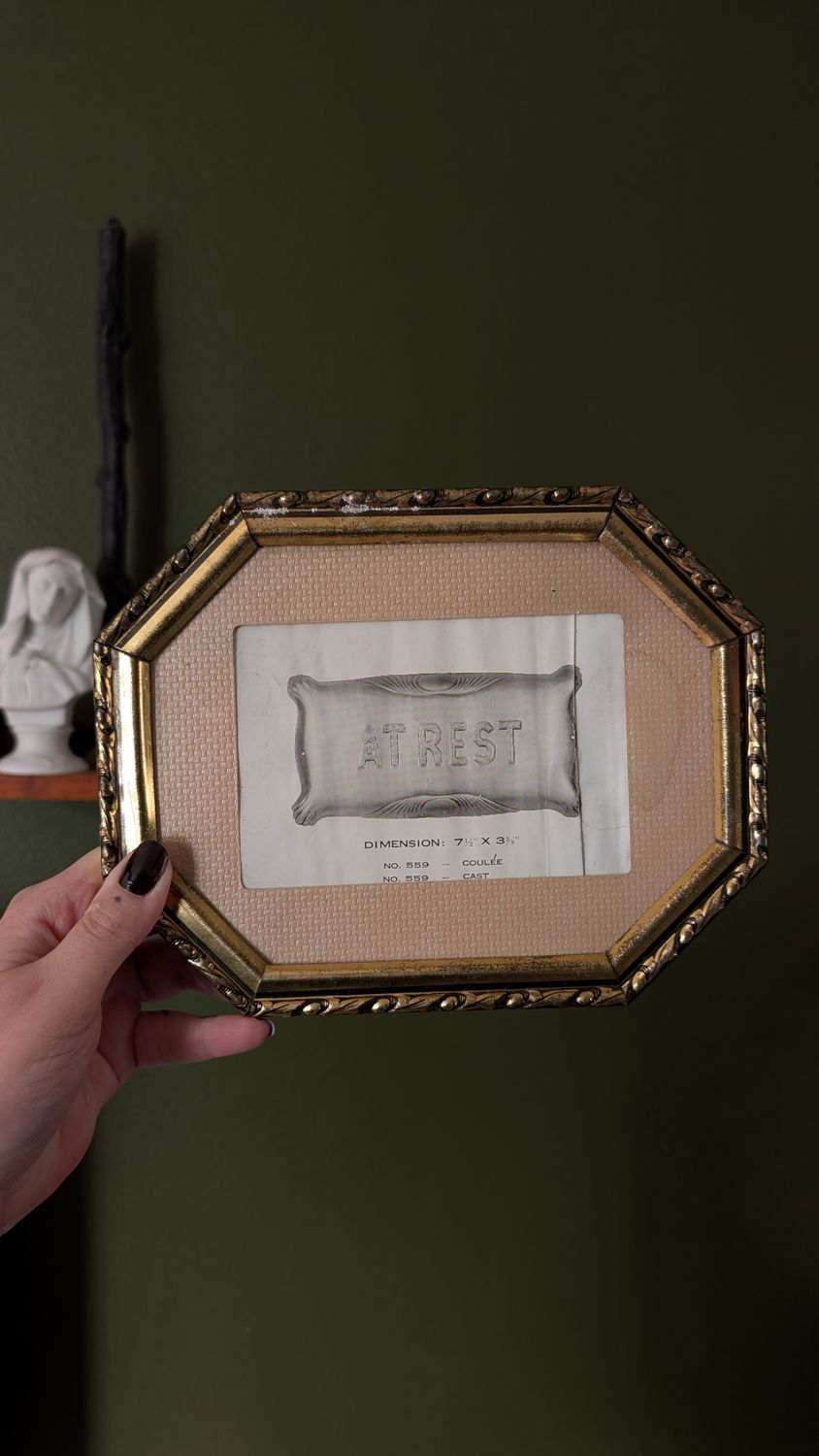 Antique framed saleman coffin plaque original drawing