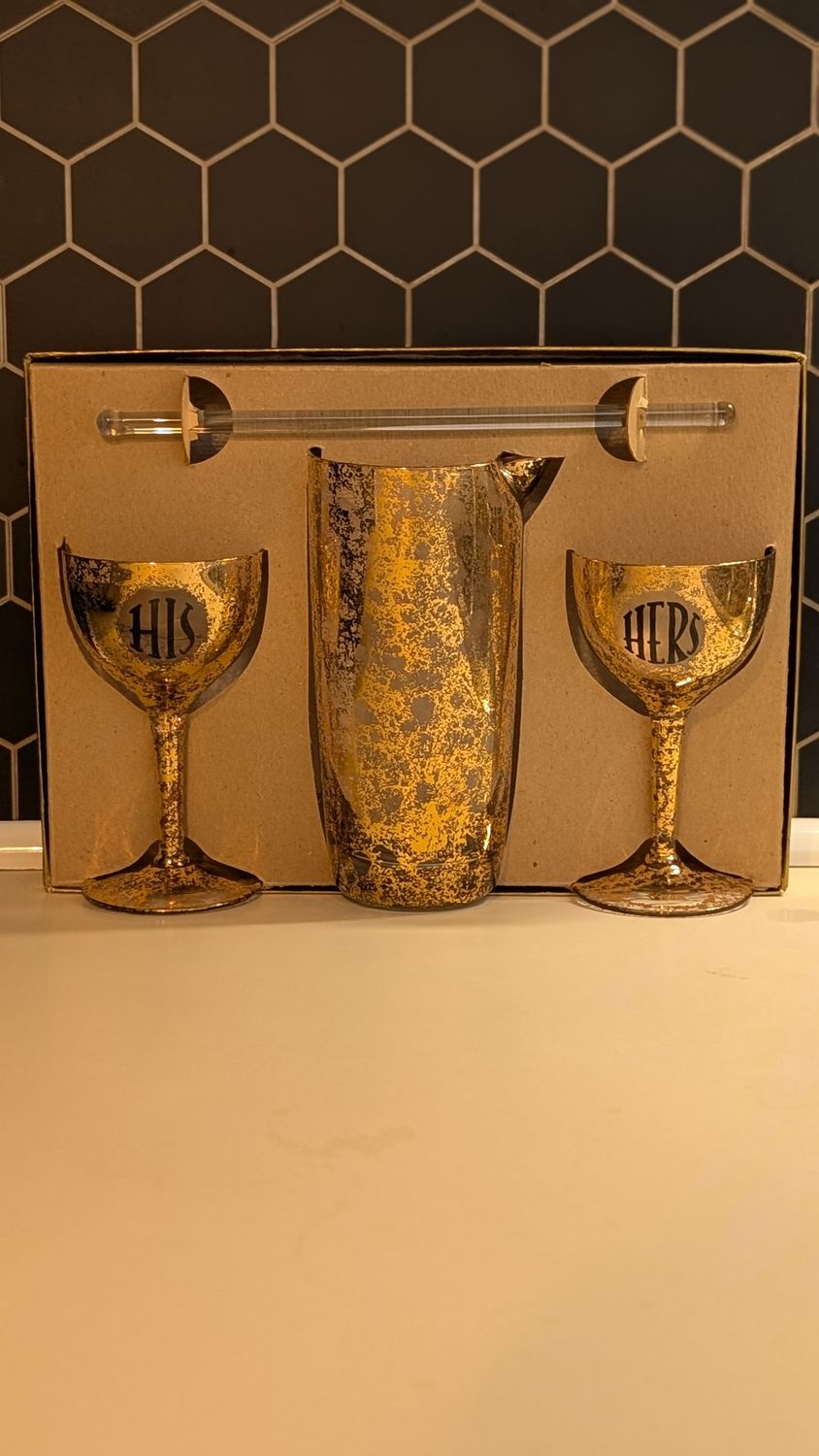 His &amp; hers vintage glass mixing kit