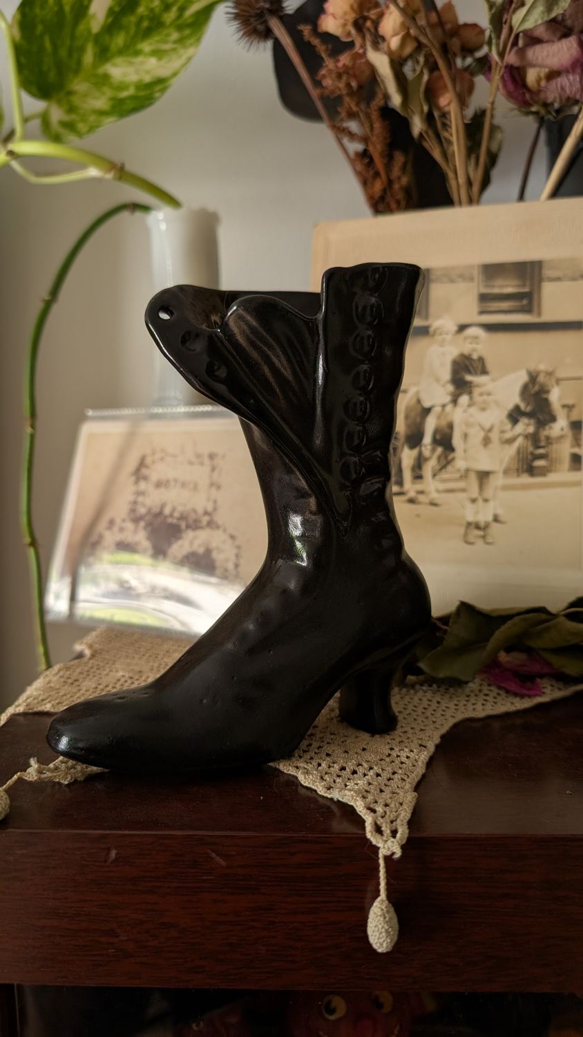 Small witch ceramic boot vase ceramic