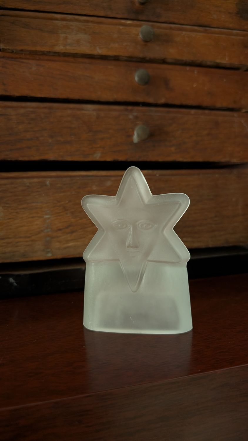 Frosted glass star tea light holder