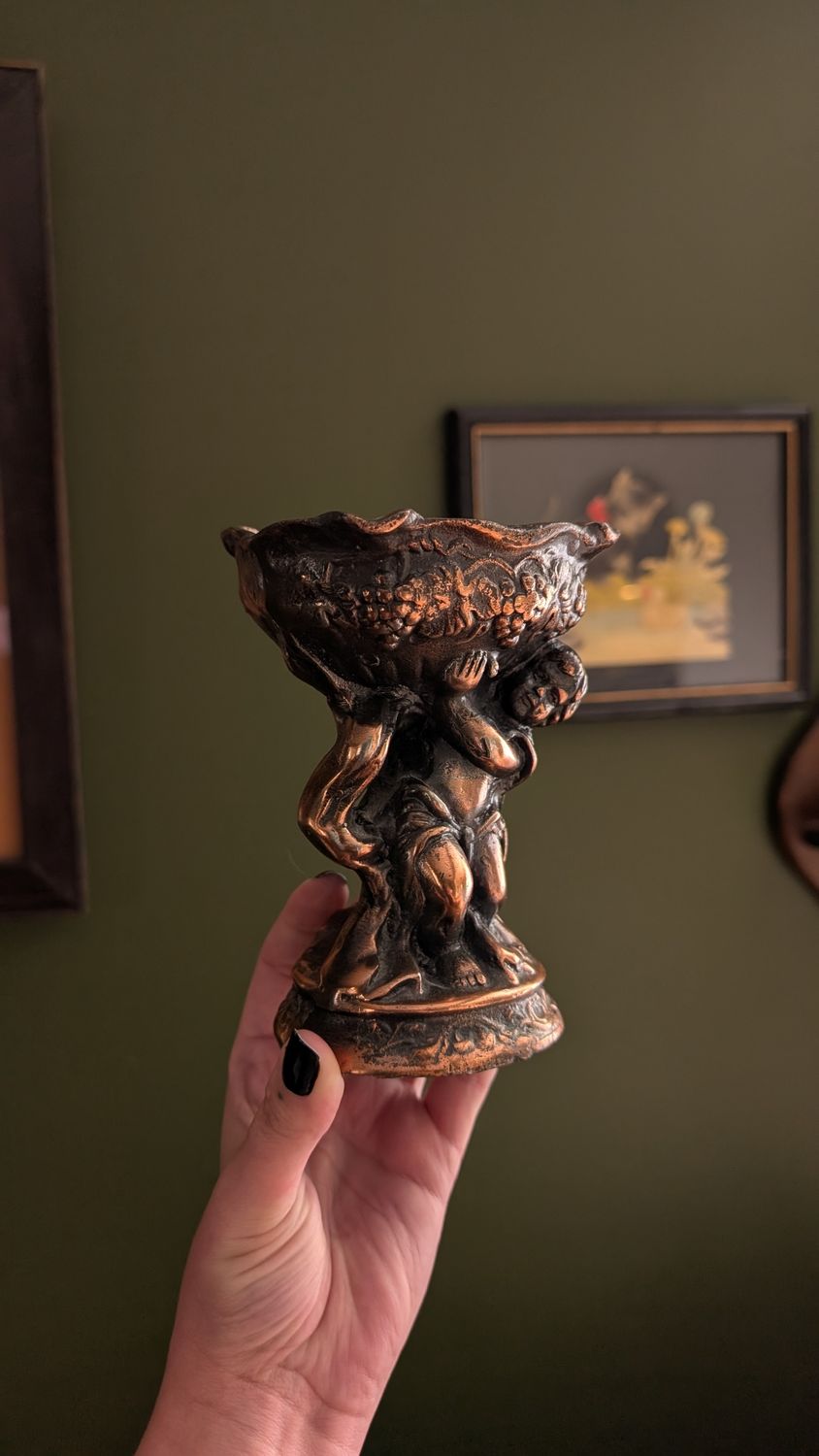 Cherubs ash tray trinket fish metal