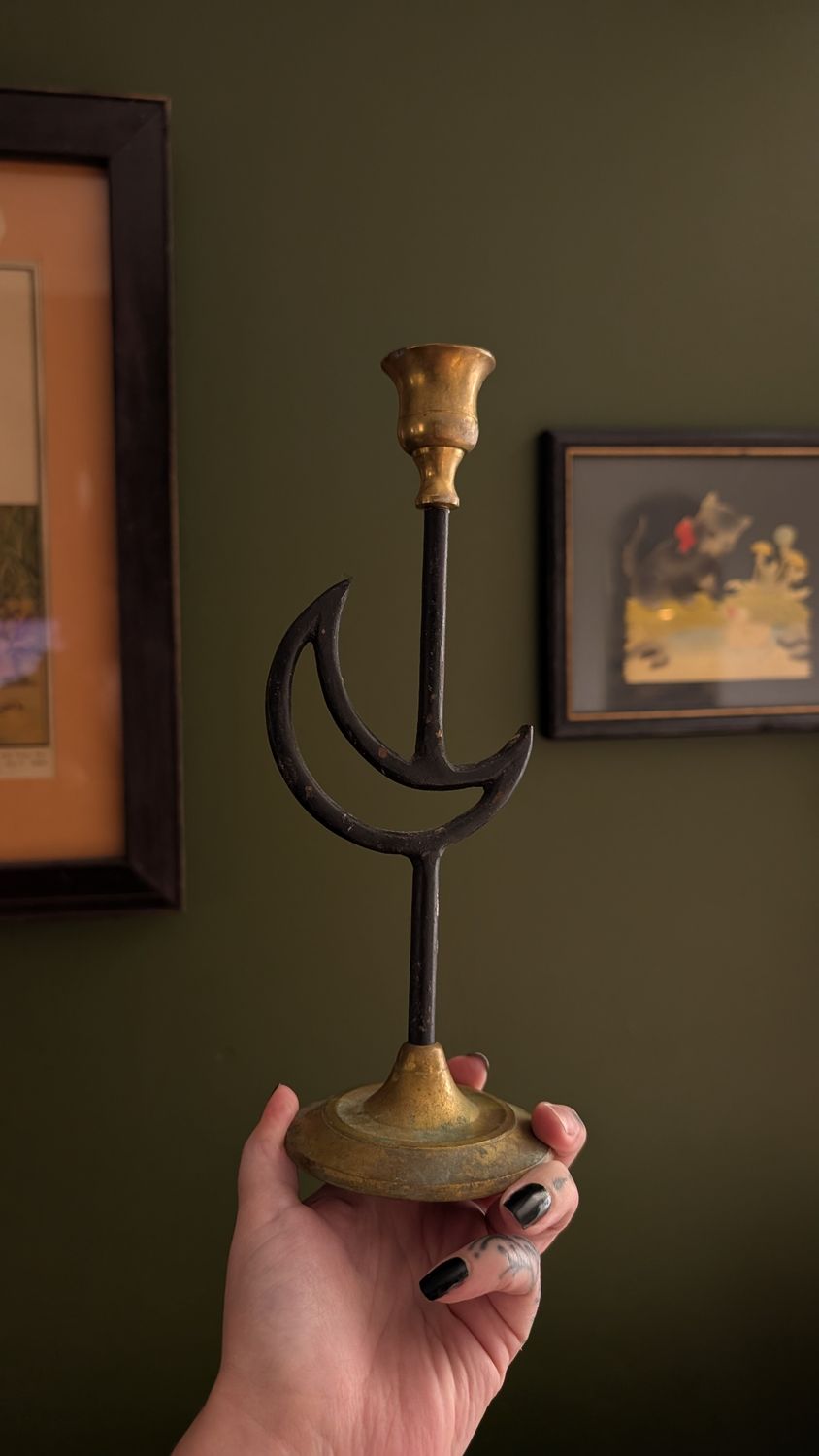 Crescent moon candle holder