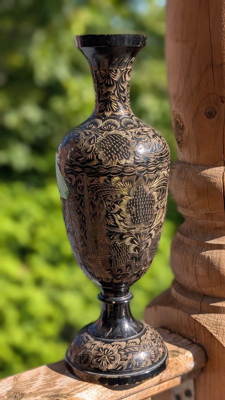Brass engraved vase