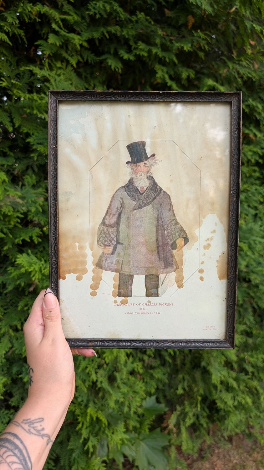 Charles dickens caricature - late 19th century litho