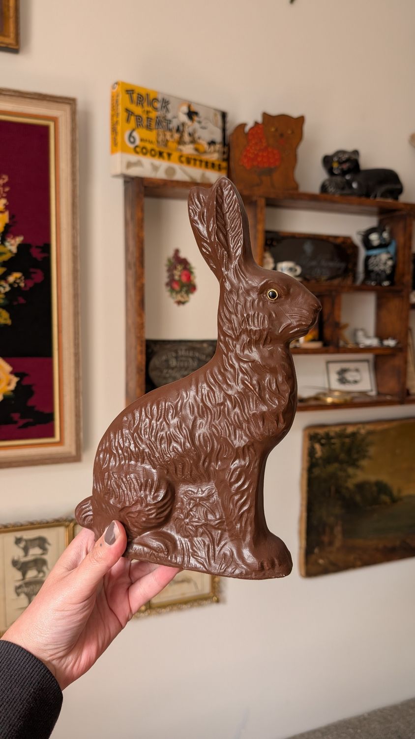 Plastic bunny looking like chocolate
