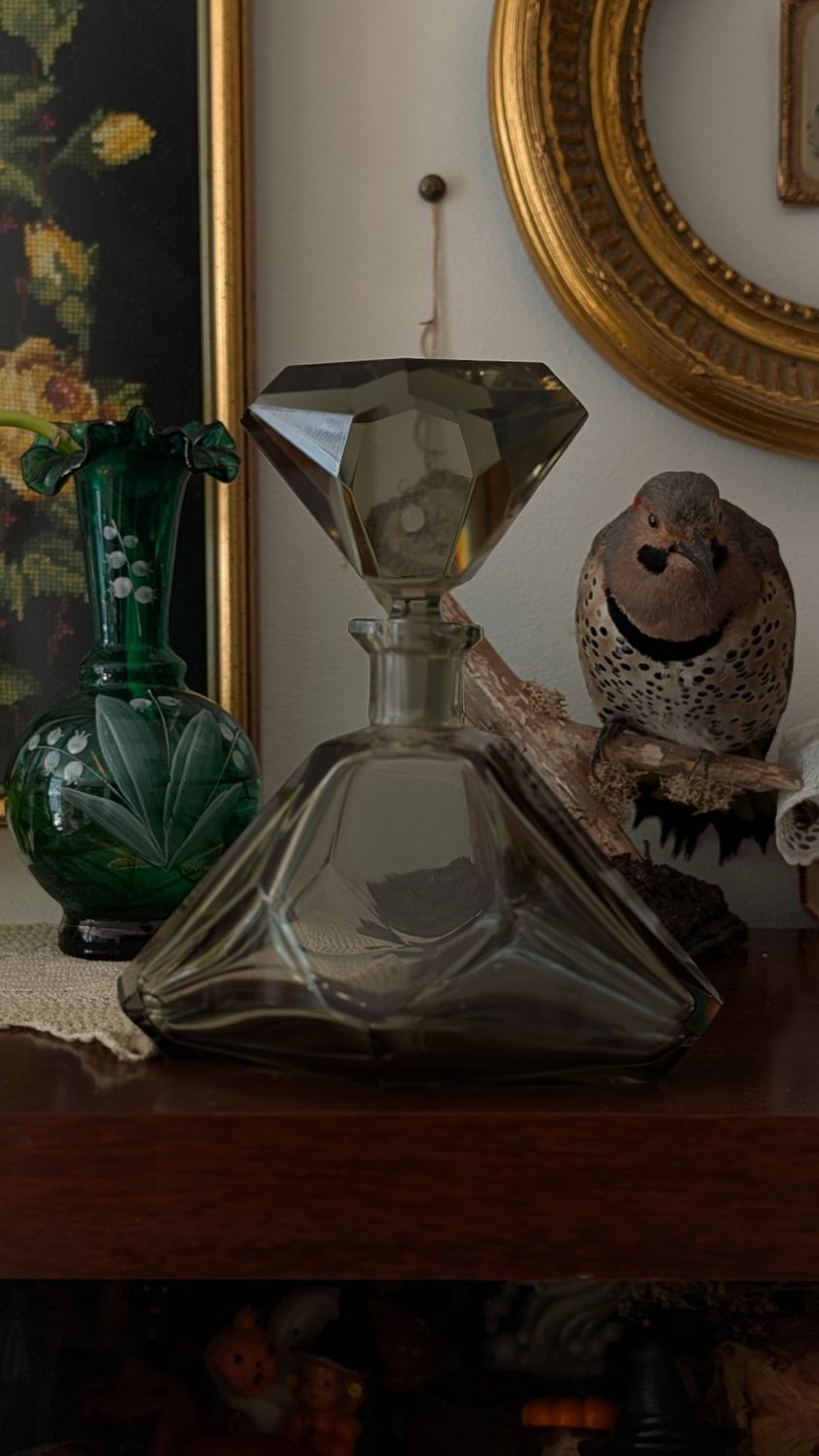 Vintage 1960s perfume bottle black smokey color 14&quot;
