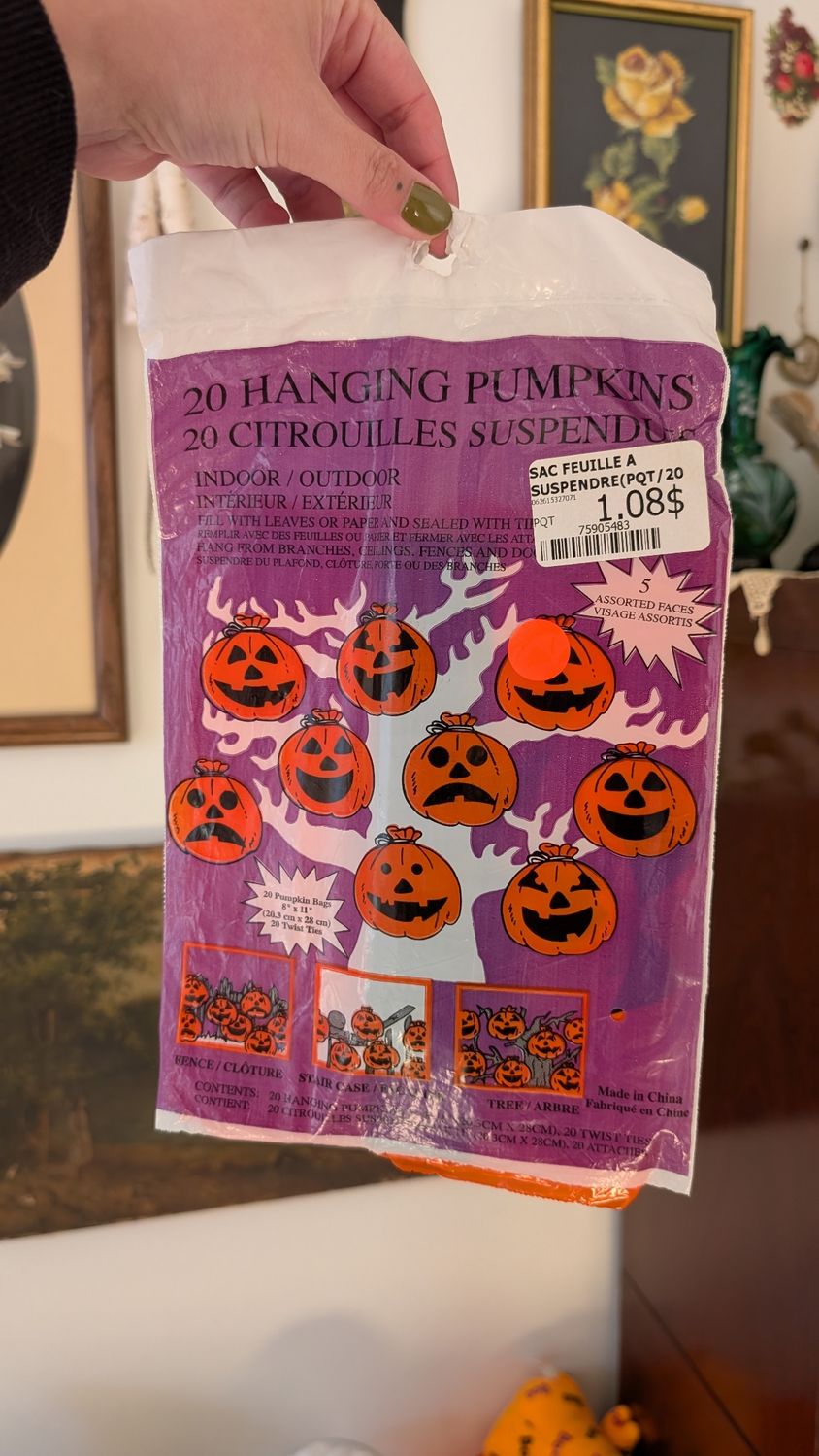 Leaves bag pumpkins halloween