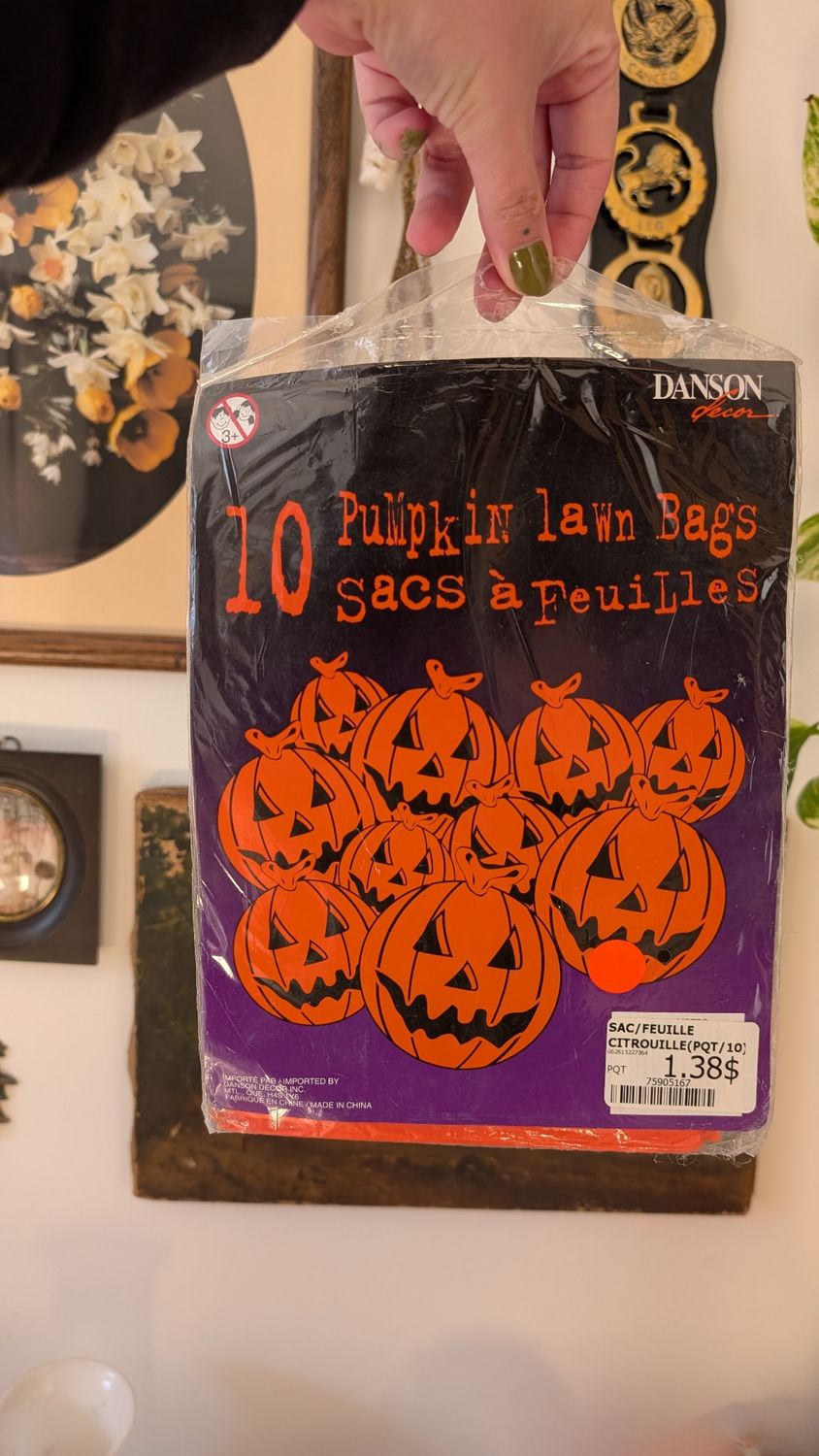 Leaves bags halloween pumpkins