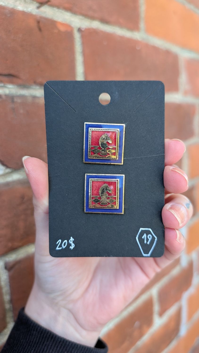 Chess pieces clip earrings