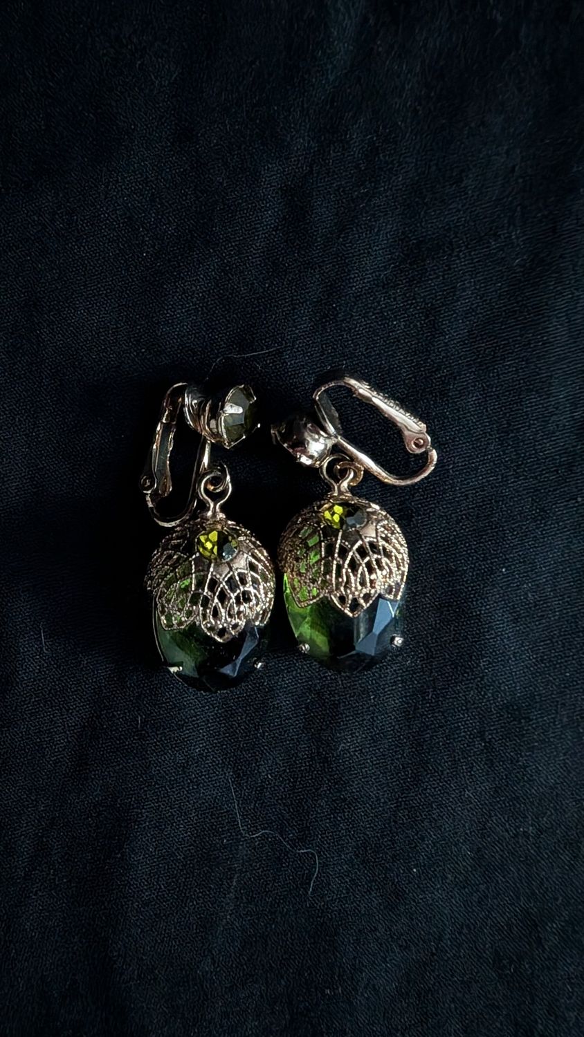 Signed green gemstones sarah coventry earrings