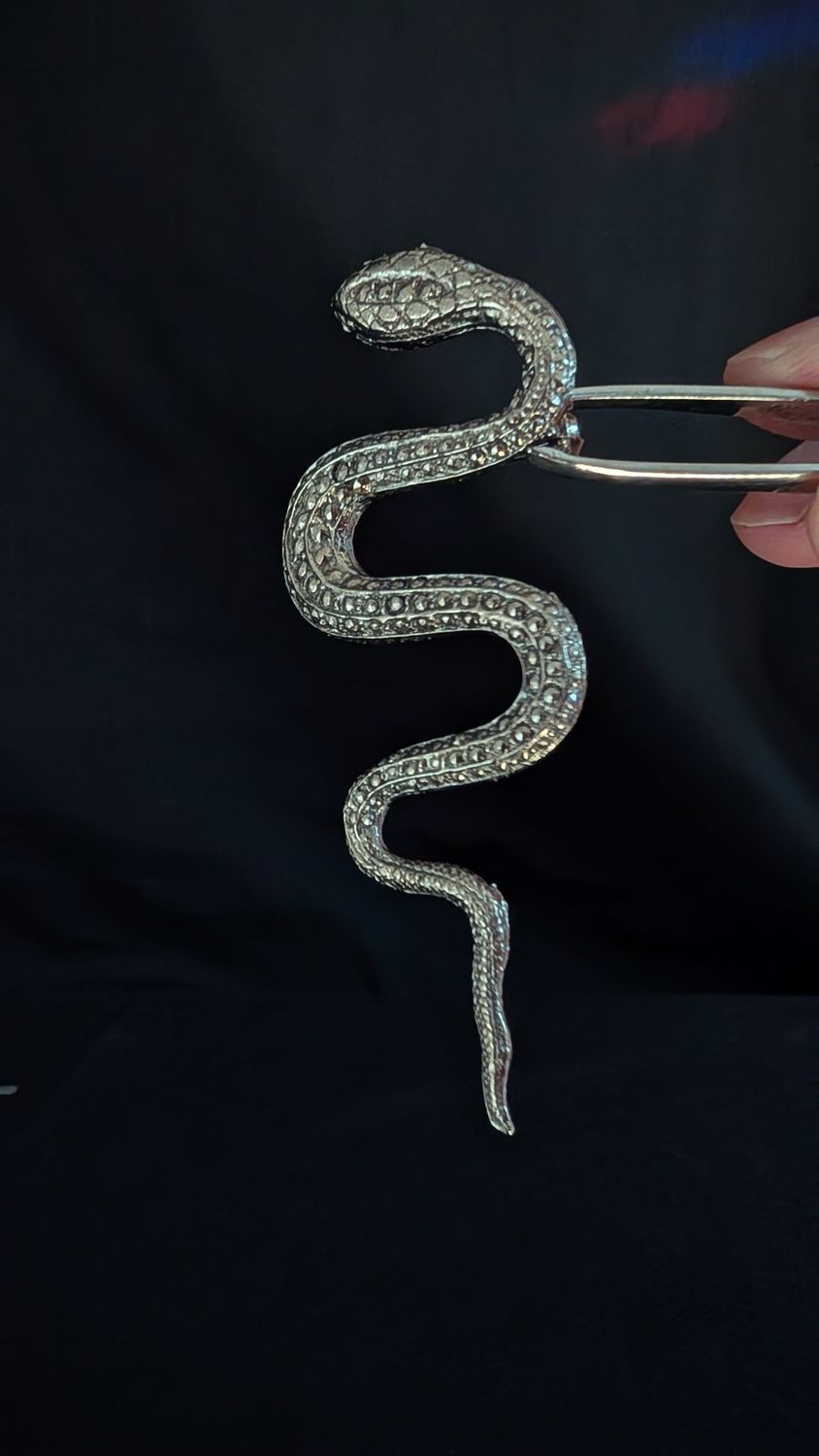 Snake with marcasite stones brooch