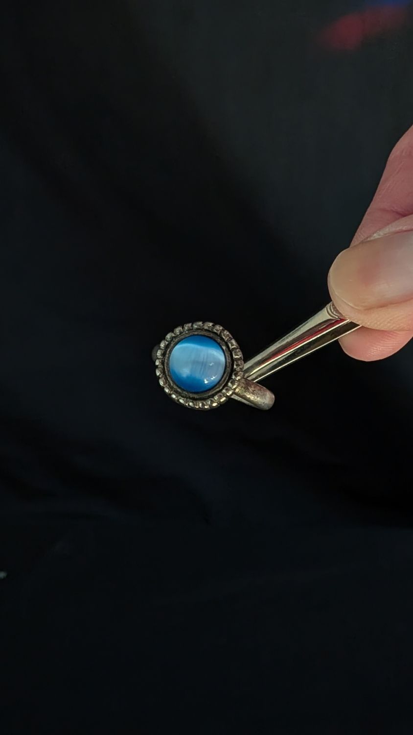 Size 6 silver sterling ring with blue stone