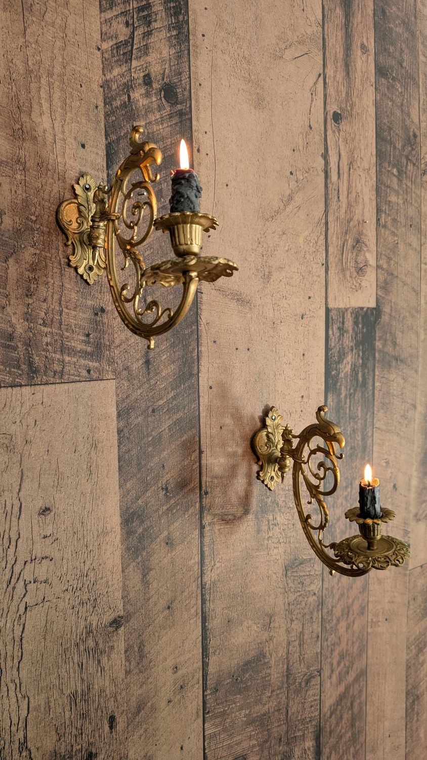 Bronze phoenix gilded ornate victorian era candle holder - movable