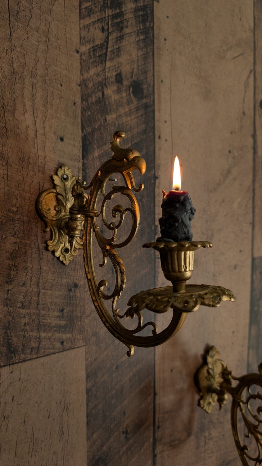 Bronze phoenix gilded ornate victorian era candle holder - movable