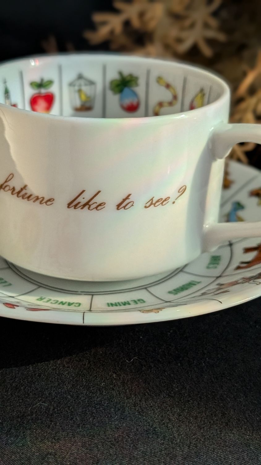 Tea leaves porcelain cup vintage 70&#39;s