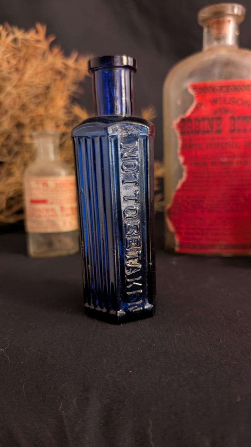 Cobalt blue poison bottle not to be taken