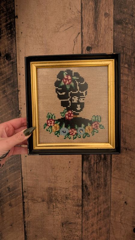 Vintage needle point rococo lady