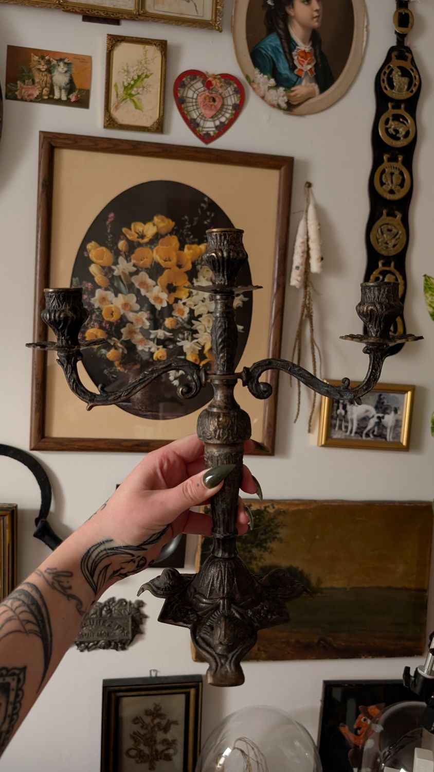 Ornate candelebra made in italy bronze