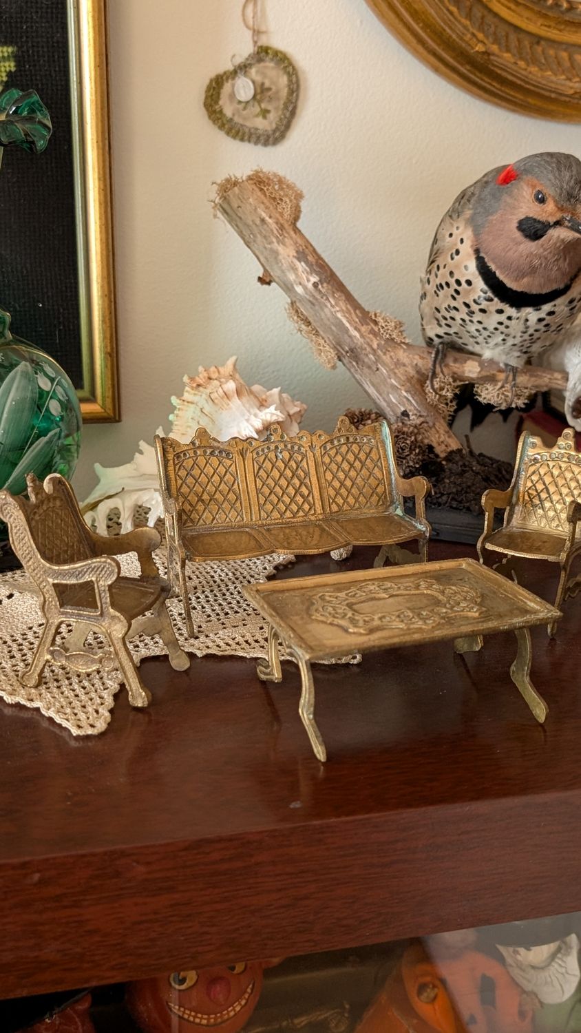 Brass miniature couch set