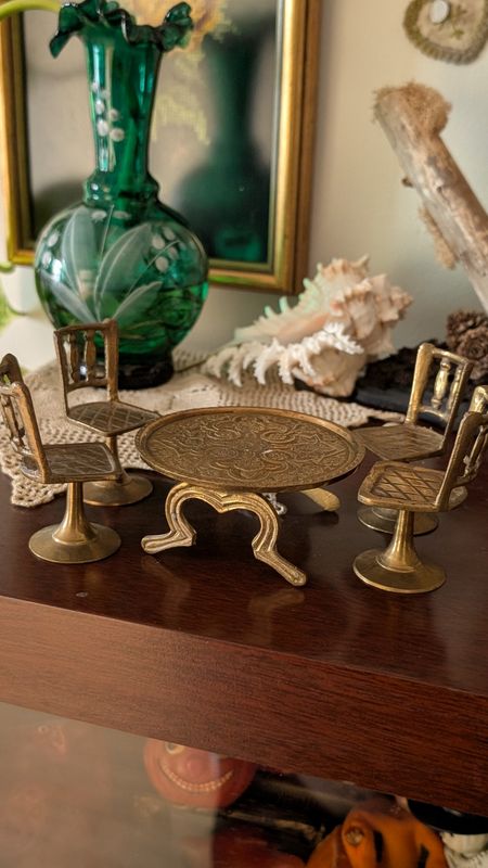 Brass miniature kitchen set