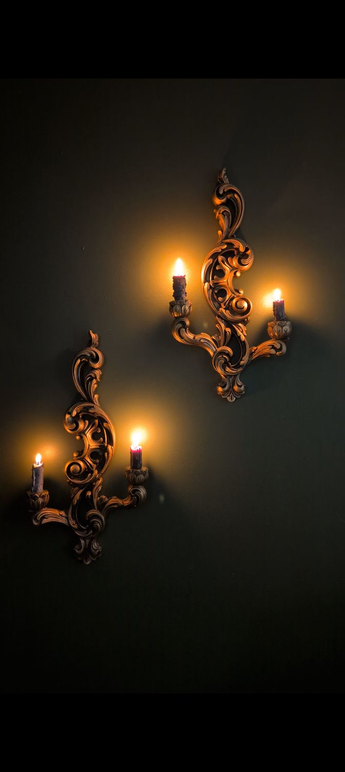 Ornate double candle holder gold gilded