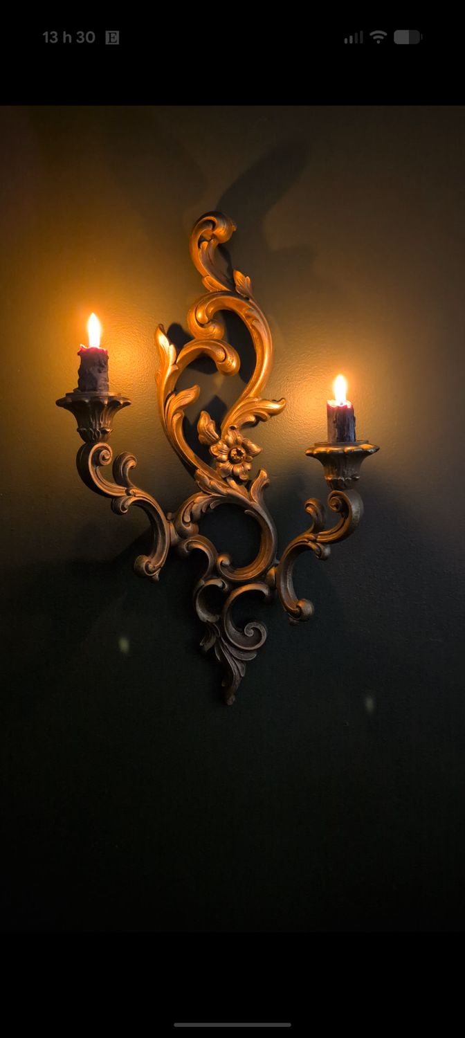 Syroco double candelabra ornate gilded