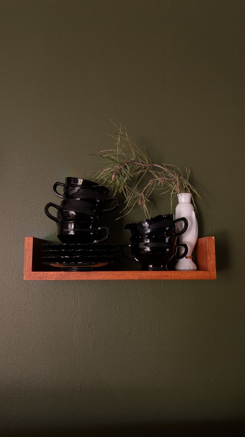 USA vintage 1940s black glass amethyst tea set sugar bowl creamer cream L.E. Smith glass company
