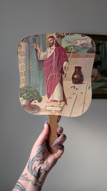 Floral funeral home fan