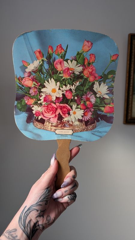 Floral funeral home fan