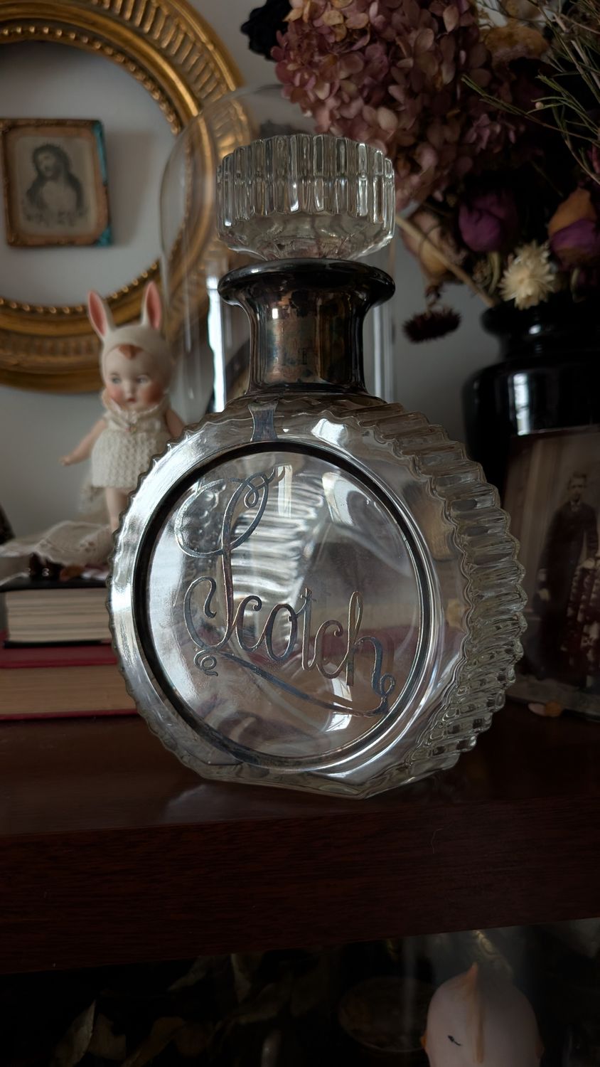 Antique scotch silver deposit bottle