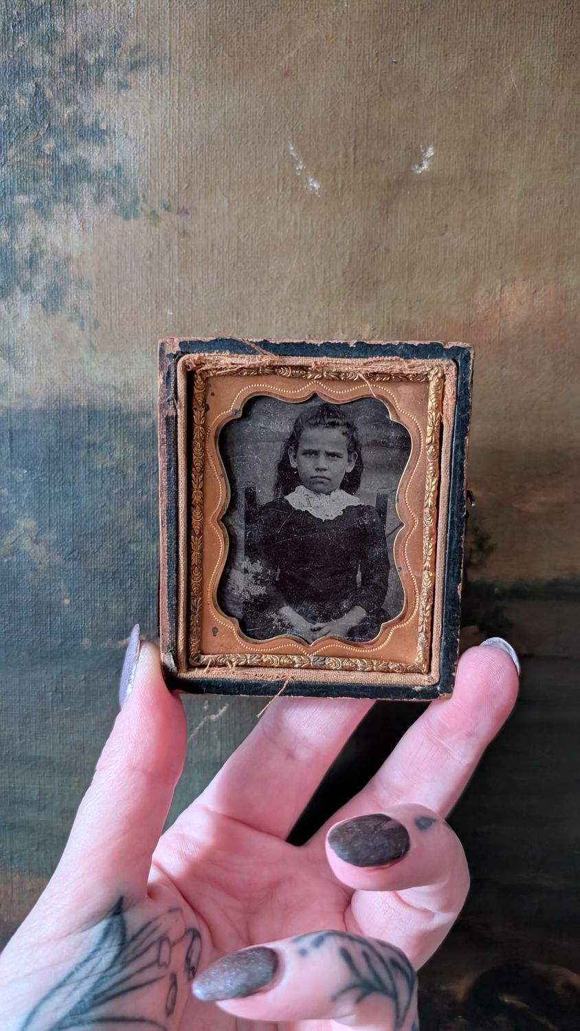 Little girl tintype in half case