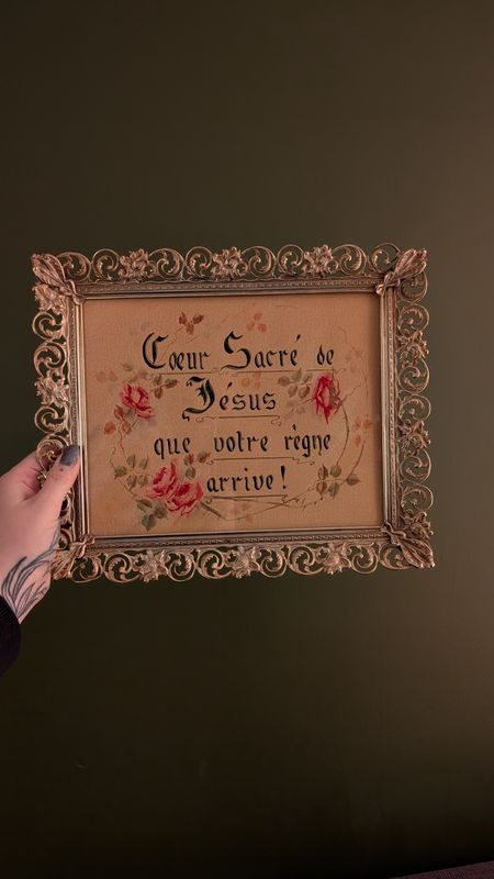 Hand painted french religious sign