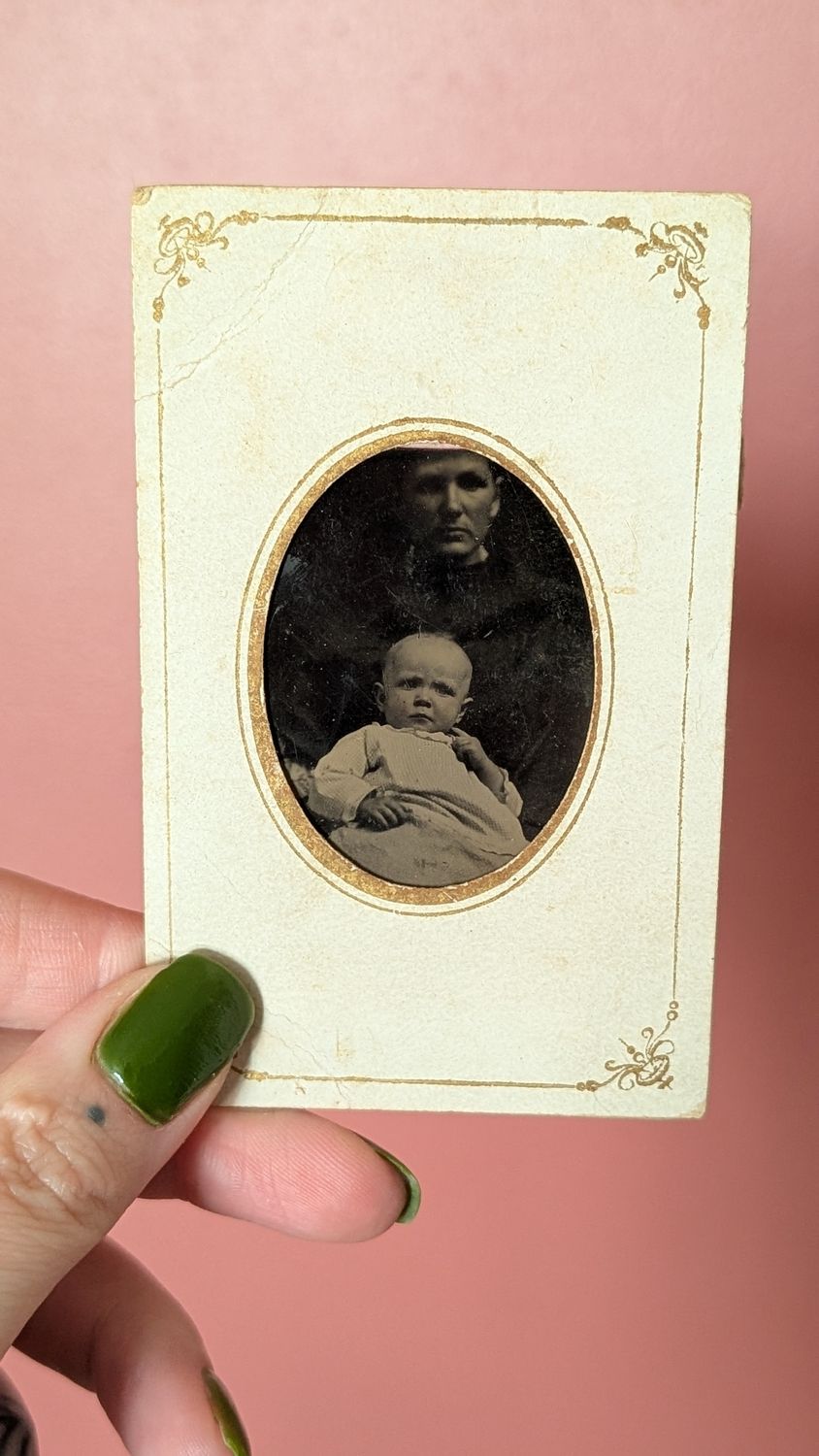Woman with baby tintype