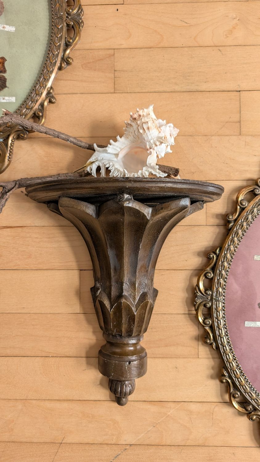 Metal ornate dark bronze color shelf