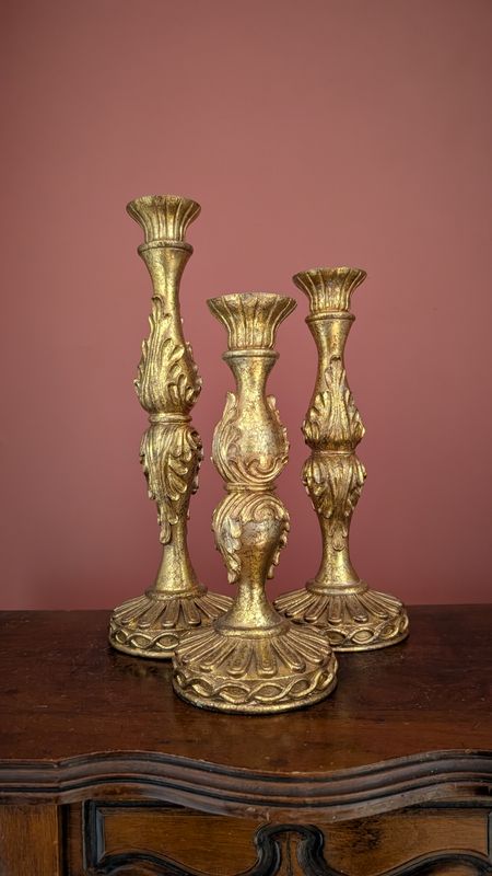 Ensemble of three(3) resin candle holders