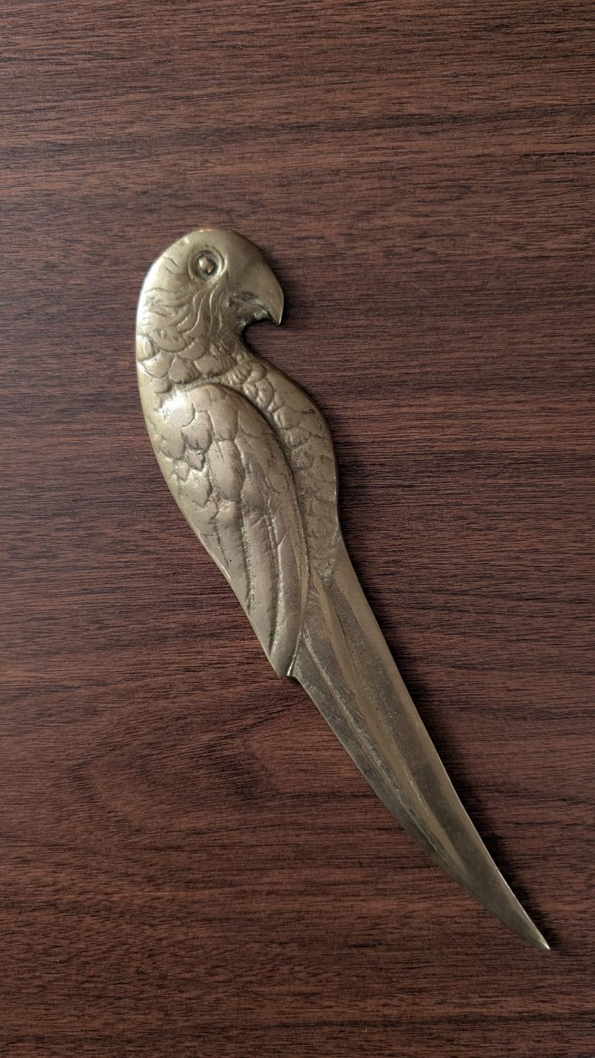 Parakeet brass letter opener