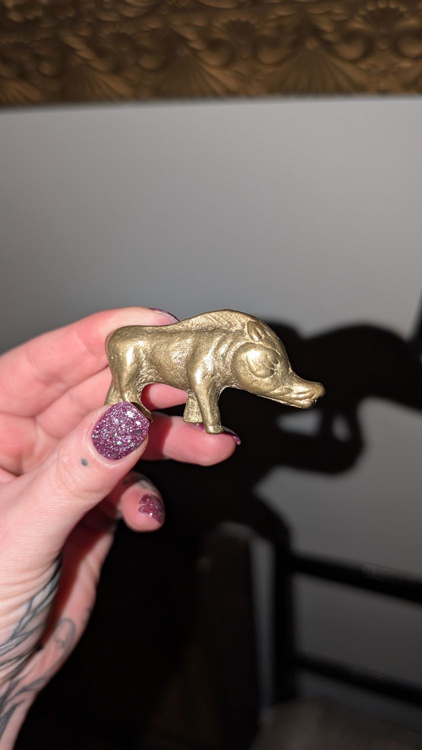 Miniature brass boar
