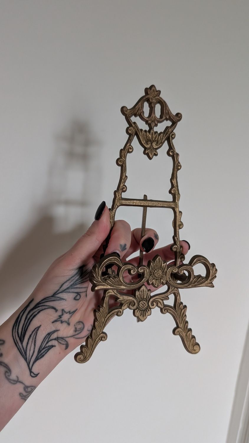 Brass ornate chevalet - about 8' tall