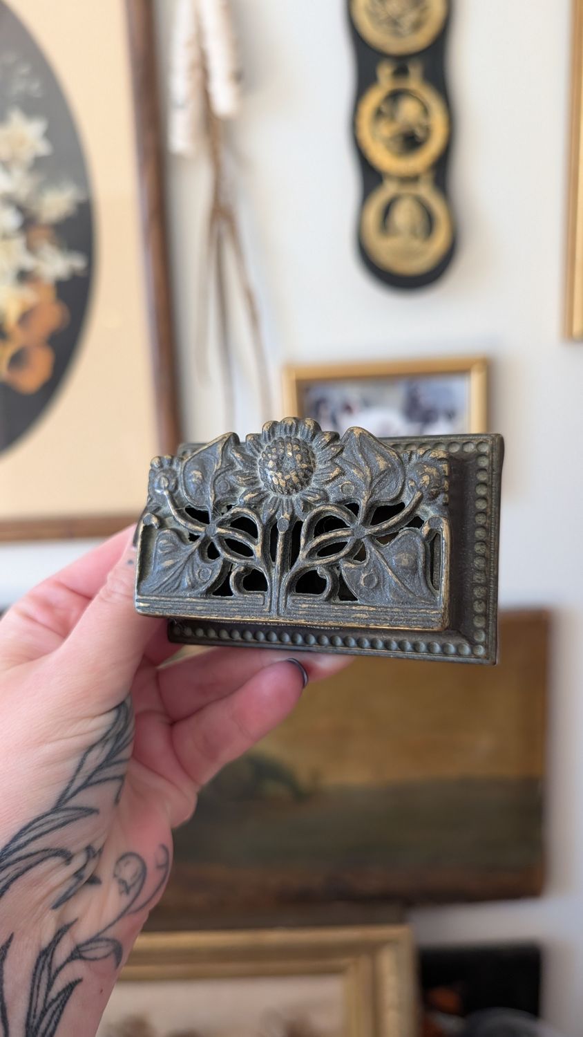 Small ink well - trinket box with sunflowers