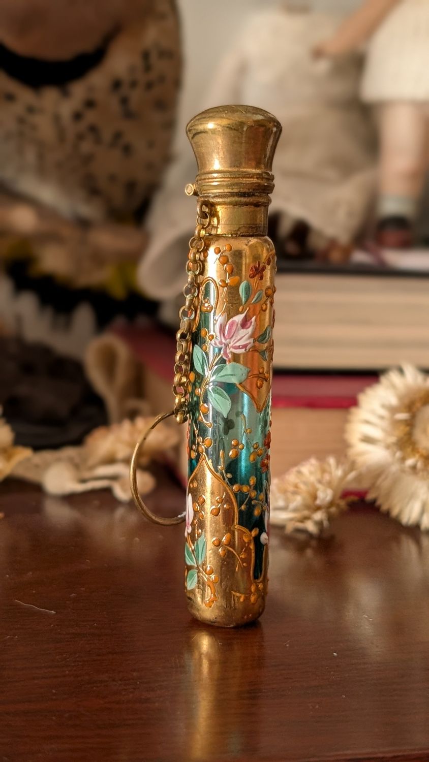 Antique hand painted czech perfume bottle