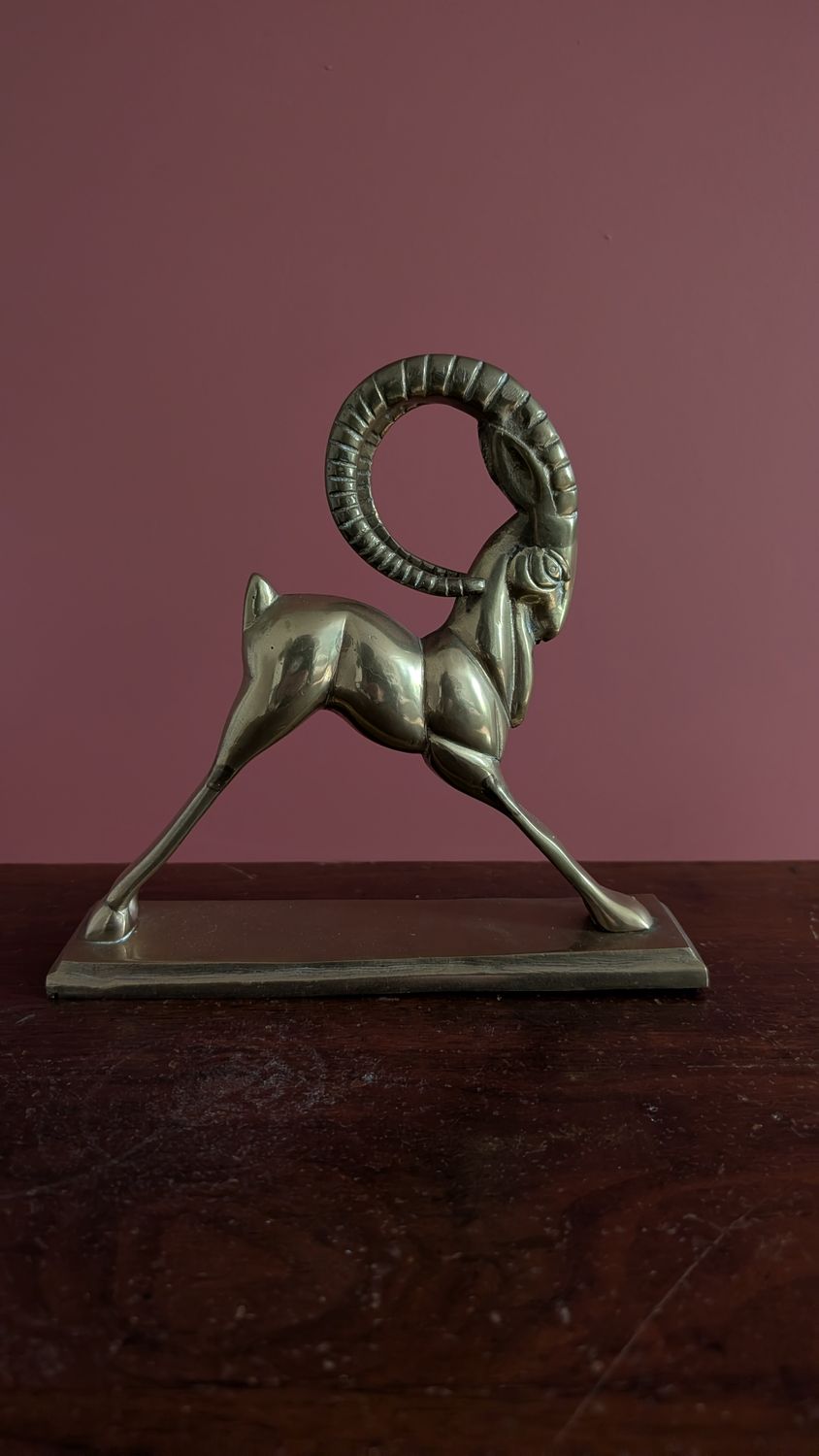 Solid brass gazelle statue