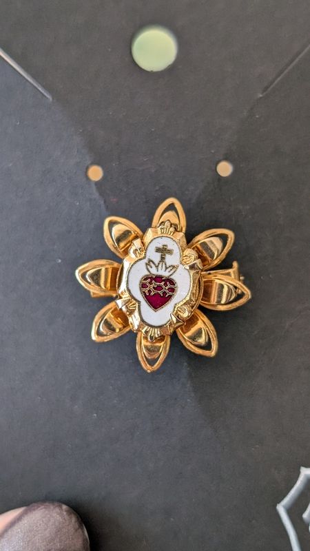 Sacred heart vintage brooch