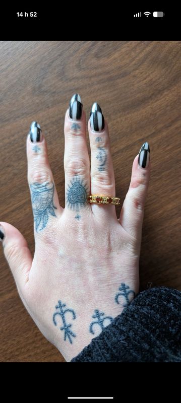 Gold tone zircon and red stones ring - modern
