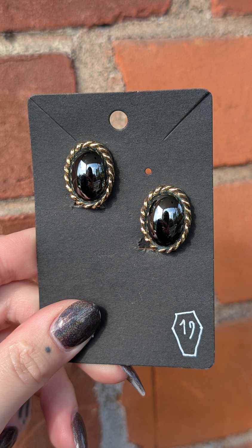Black vintage clip on earrings