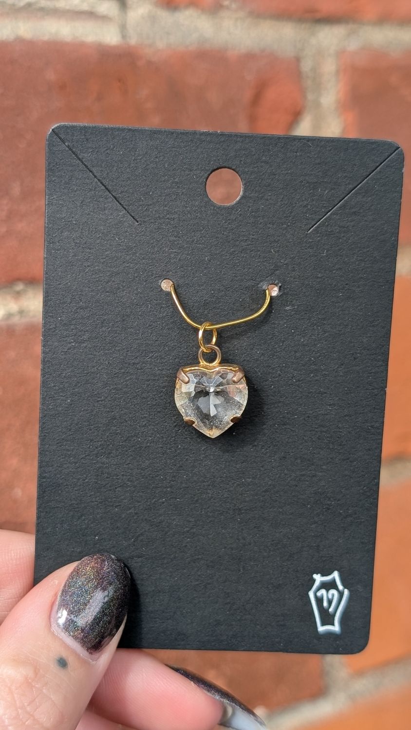 Heart pendant with glass gem