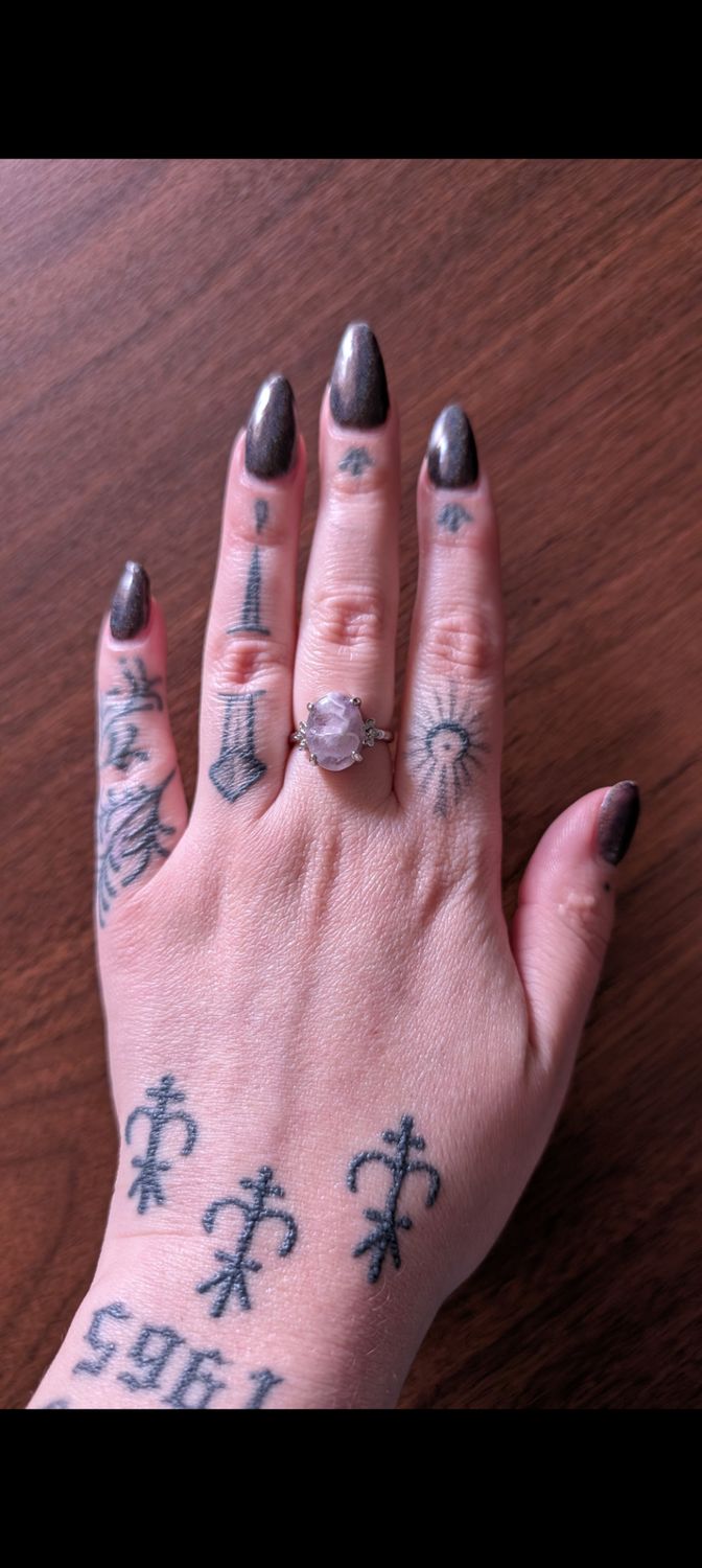 Natural amethyst silver tone ring